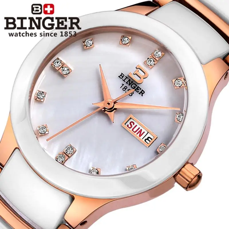 Switzerland Binger Space ceramic Women's watches fashion quartz wristwatches rhinestone Lovers clock Water Resistant B-8007L-3
Switzerland Binger Space ceramic Women's watches fashion quartz wristwatches rhinestone Lovers clock Water Resistant B-8007L-3