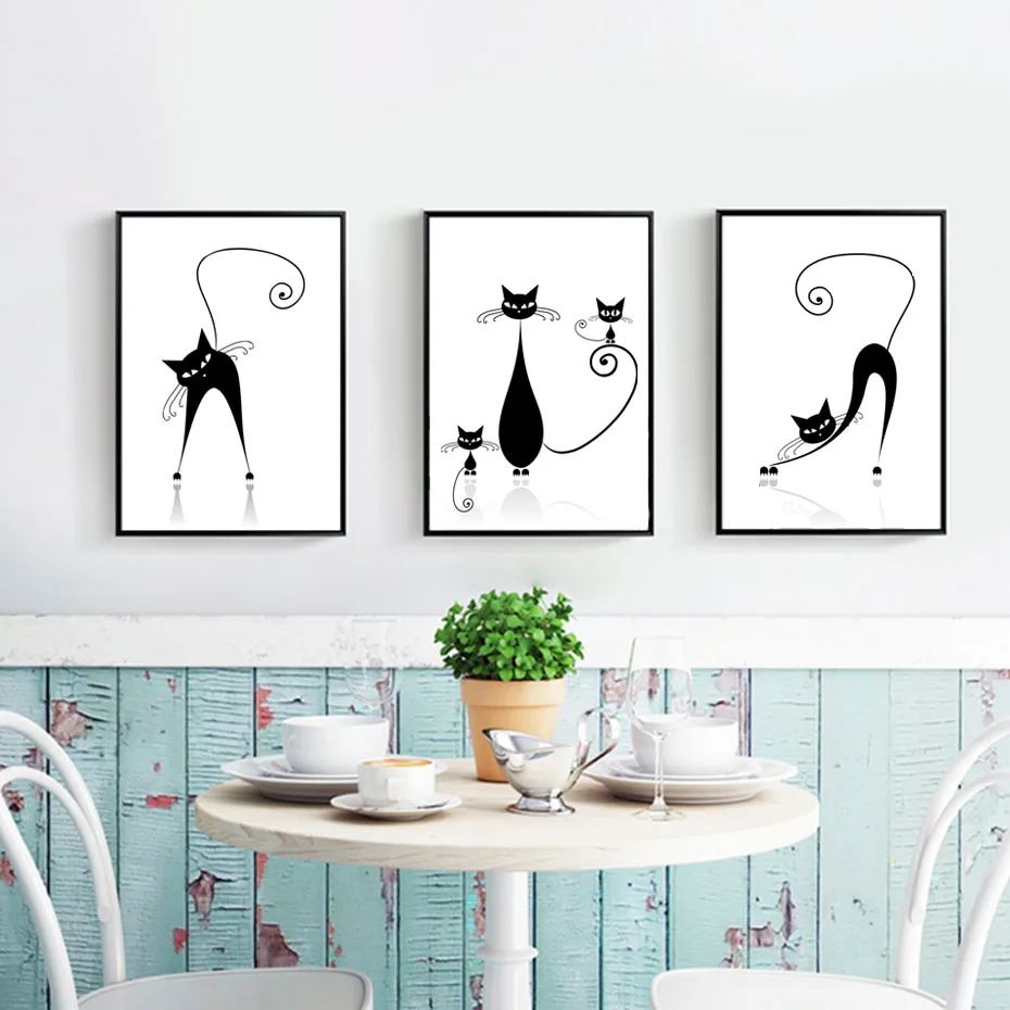 Fashion Naughty Cats Canvas Painting Abstract Black and White Poster Print Nordic Wall Art Pictures for Living Room Home Decor
Fashion Naughty Cats Canvas Painting Abstract Black and White Poster Print Nordic Wall Art Pictures for Living Room Home Decor