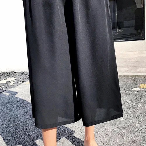 Summer Pants Women 2020 Korean Style Casual Loose Elastic Waist Calf-Length Wide Leg Pants Ladies Black Chiffon Trousers B158
Summer Pants Women 2020 Korean Style Casual Loose Elastic Waist Calf-Length Wide Leg Pants Ladies Black Chiffon Trousers B158