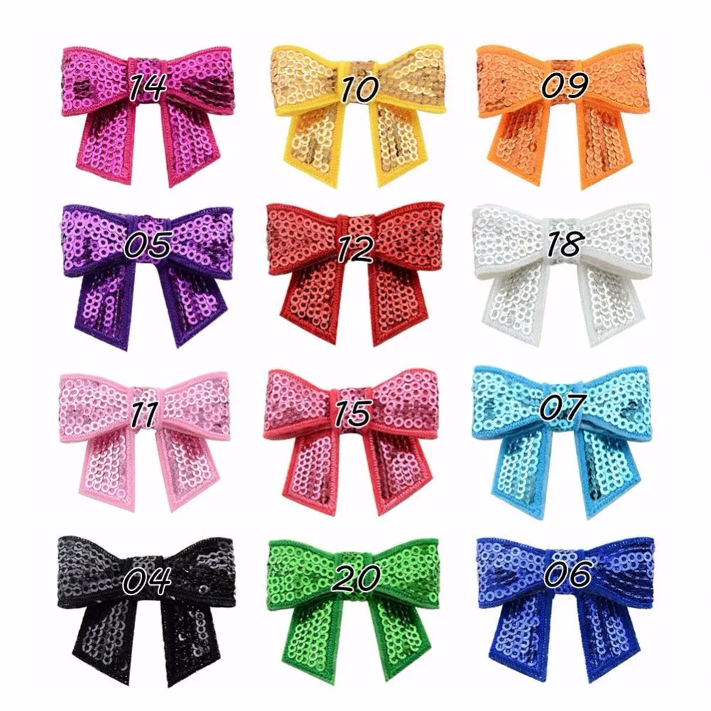 

12colors Girls Headwear 12pcs Mini Embroideried Sequin Bows For DIY Headbands,Hair Accessories Boutique