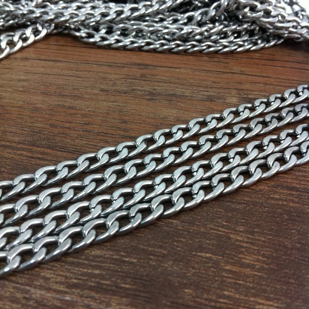 Men's Necklace Stainless Steel Link Chain Silver Color Curb Cuban Link Chain Gift for Men 5/10/20 meter Wholesale Jewelry
Men's Necklace Stainless Steel Link Chain Silver Color Curb Cuban Link Chain Gift for Men 5/10/20 meter Wholesale Jewelry