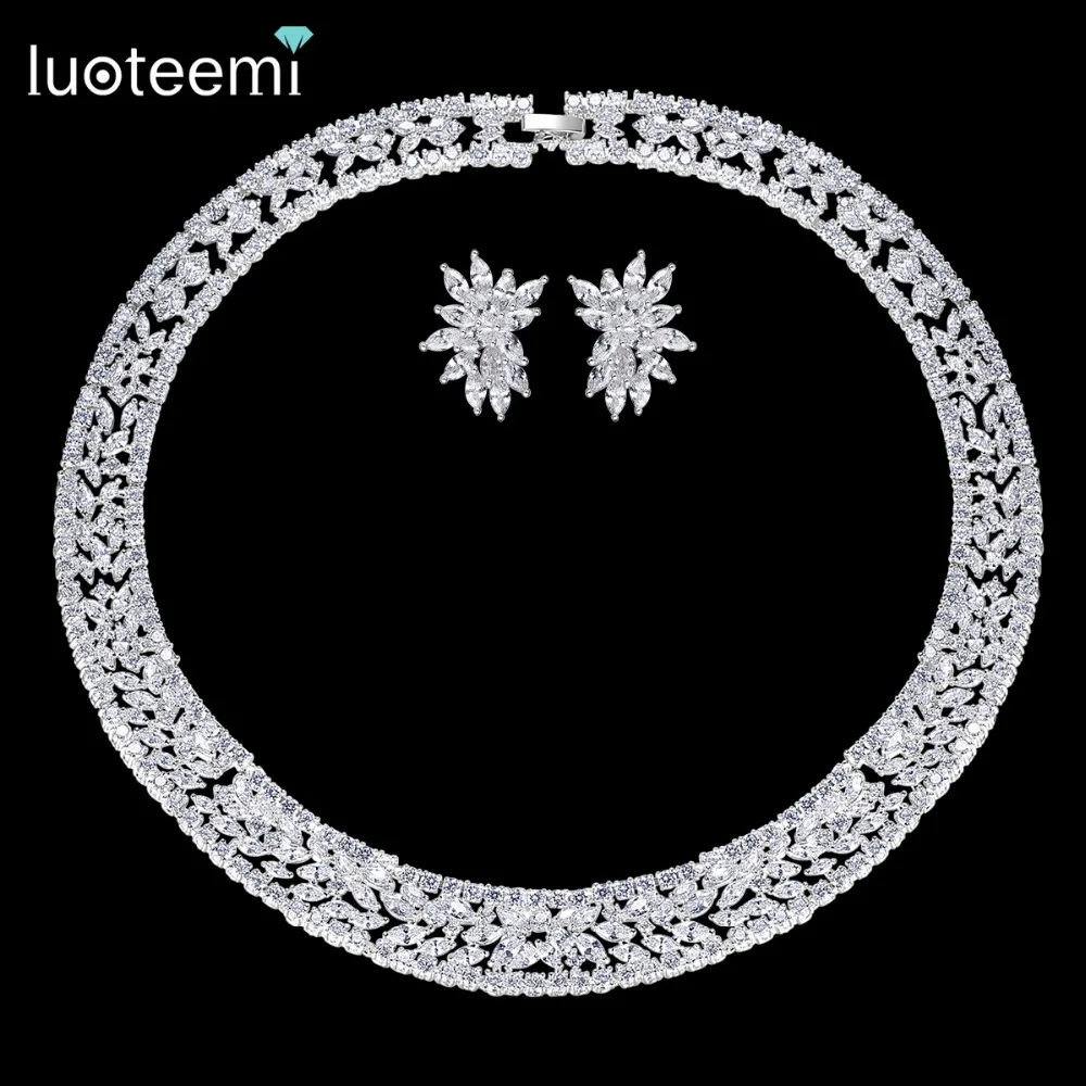 LUOTEEMI Fashion Wedding Jewelry Shining Clear Cubic Zirconia Choker Necklace Earring Set For Women Bridal Jewelry Set Bijoux
LUOTEEMI Fashion Wedding Jewelry Shining Clear Cubic Zirconia Choker Necklace Earring Set For Women Bridal Jewelry Set Bijoux
