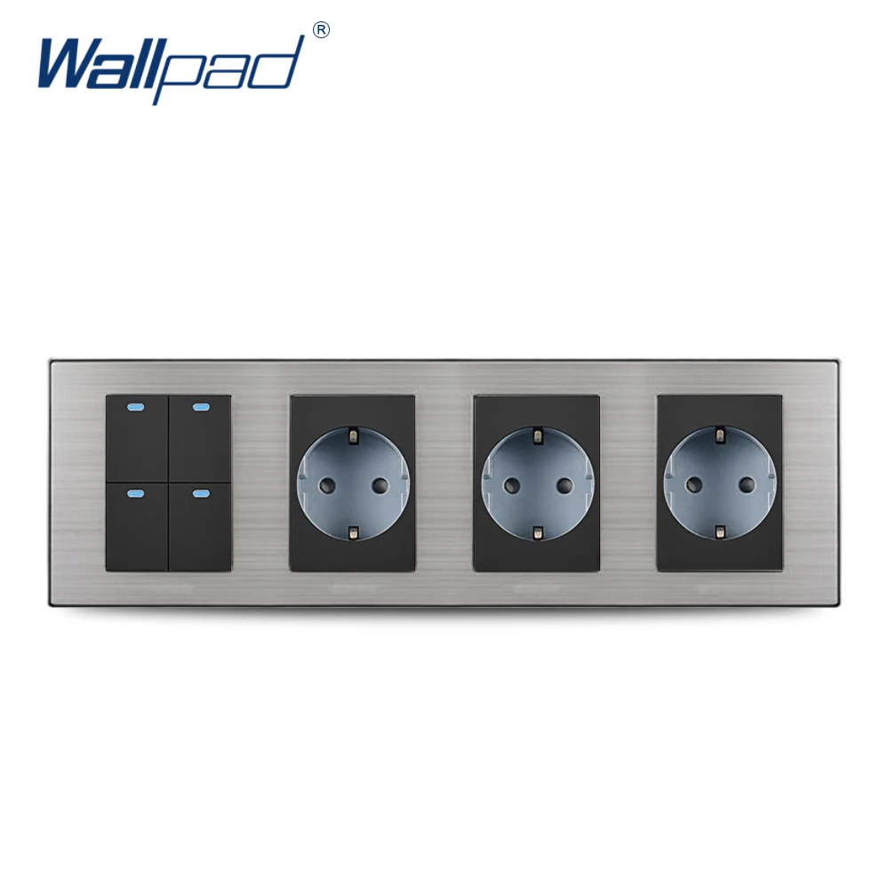 Wallpad Hot Sale 4 Gang 2 Way Switch With 3 EU Socket Schuko Luxury Wall Electric Power Outlet German Standard 308*86mm
Wallpad Hot Sale 4 Gang 2 Way Switch With 3 EU Socket Schuko Luxury Wall Electric Power Outlet German Standard 308*86mm