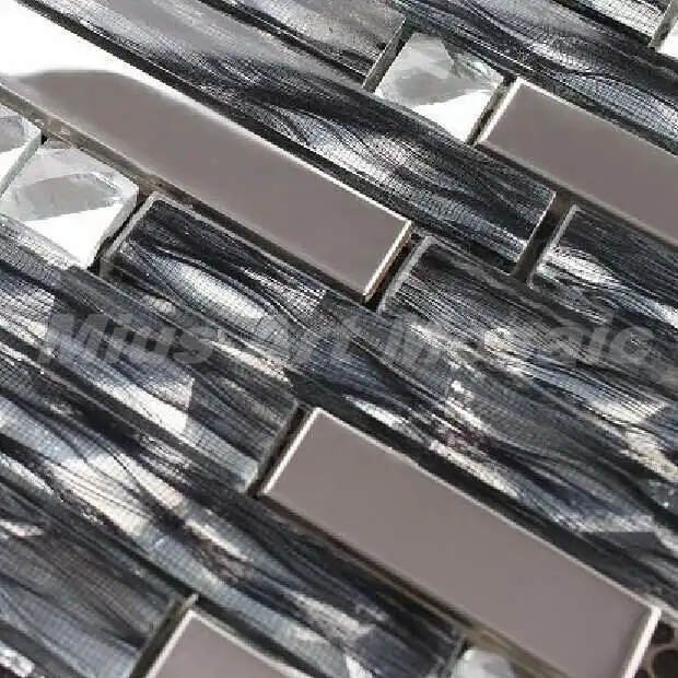 Strip black glass tile mixed Silver stainless steel mosaic kitchen mosaicbathroom mosaic
Strip black glass tile mixed Silver stainless steel mosaic kitchen mosaicbathroom mosaic