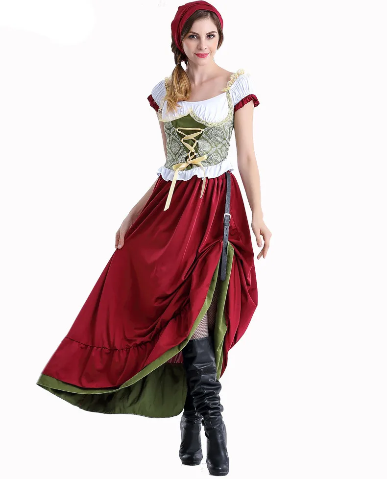 Фото Октоберфест наряд горничной Dirndl Платье немецкая Баварская пивная девушка костюм