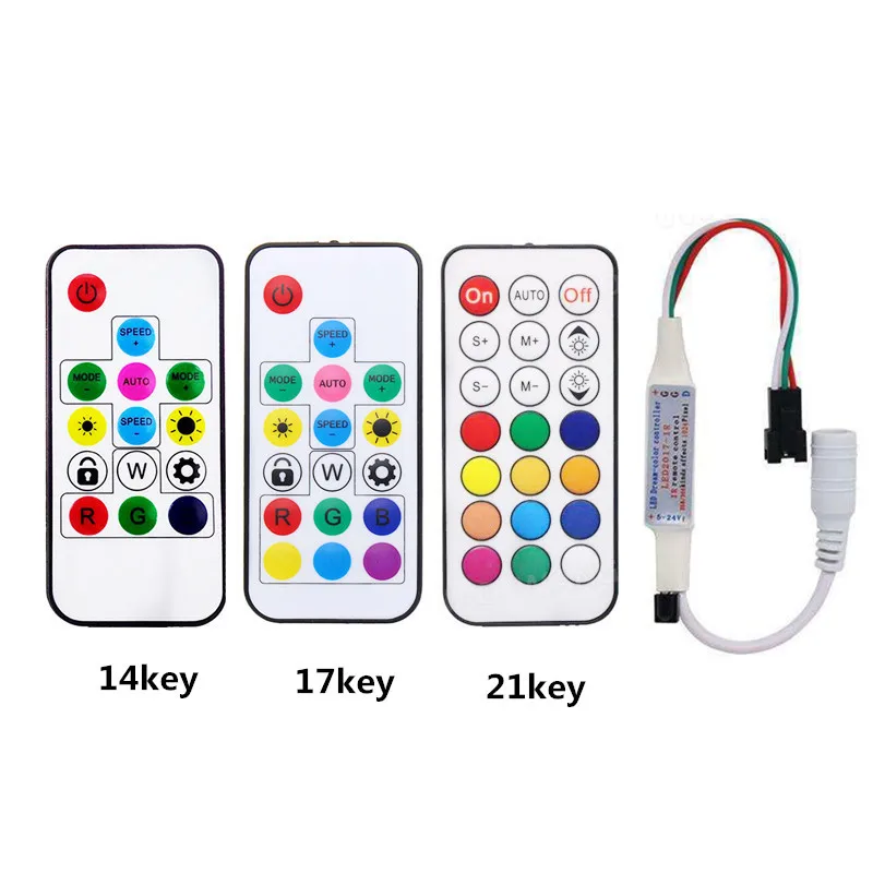 Led Pixel Controller RF 14 Key/17 Key/21 key IR Pixel Controller LED Lights Controller Remote Dimmer DC5-24V For Pixel LED Strip
Led Pixel Controller RF 14 Key/17 Key/21 key IR Pixel Controller LED Lights Controller Remote Dimmer DC5-24V For Pixel LED Strip