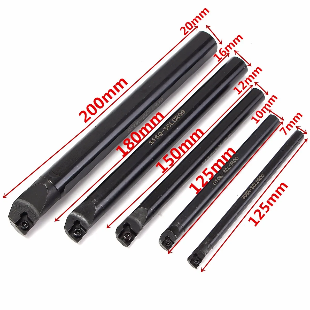 5Pcs Lathe Boring Bar Turning Holder S08K/S10K-SCLCR06 S12M/S16Q/S20R-SCLCR09 5Pcs Wrenches Turning Tool Set Machine Tool
5Pcs Lathe Boring Bar Turning Holder S08K/S10K-SCLCR06 S12M/S16Q/S20R-SCLCR09 5Pcs Wrenches Turning Tool Set Machine Tool