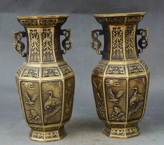 8" China Palace BRASS Dragon Crane Bird Fish Auspicious Bottle Vase Pair s unicornio garden decorationroom Art
8" China Palace BRASS Dragon Crane Bird Fish Auspicious Bottle Vase Pair s unicornio garden decorationroom Art