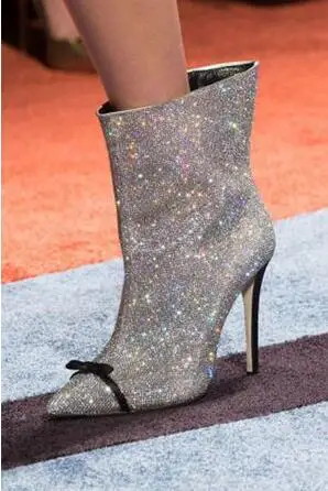 New Arrivals Bling Rhinestone Sweety Bow Crossing The Toes Stiletto Ankle Boots Pointed Toe Dress Party Shoes Lady Zipper Shoes
New Arrivals Bling Rhinestone Sweety Bow Crossing The Toes Stiletto Ankle Boots Pointed Toe Dress Party Shoes Lady Zipper Shoes
