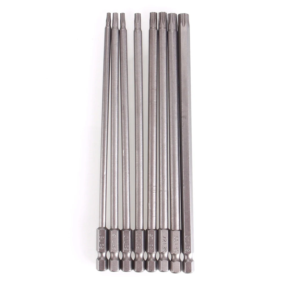 8Pcs T8/T10/T15/T20/T25/T27/T30/T40 150mm Length Long Steel Magnetic Torx Security Electric Screwdriver Drill Bits Set #232275
8Pcs T8/T10/T15/T20/T25/T27/T30/T40 150mm Length Long Steel Magnetic Torx Security Electric Screwdriver Drill Bits Set #232275