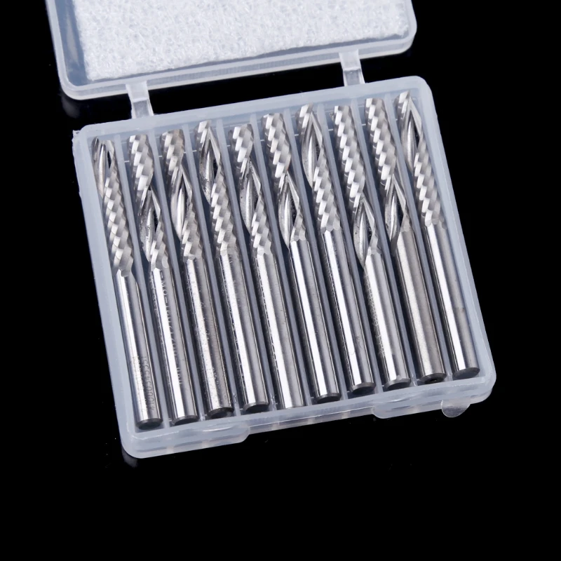 Hot Sale 10 Pcs 4mm Shank Single Flute Carbide Spiral End Mill Cutter CNC Router Bits 22mm CEL | Инструменты