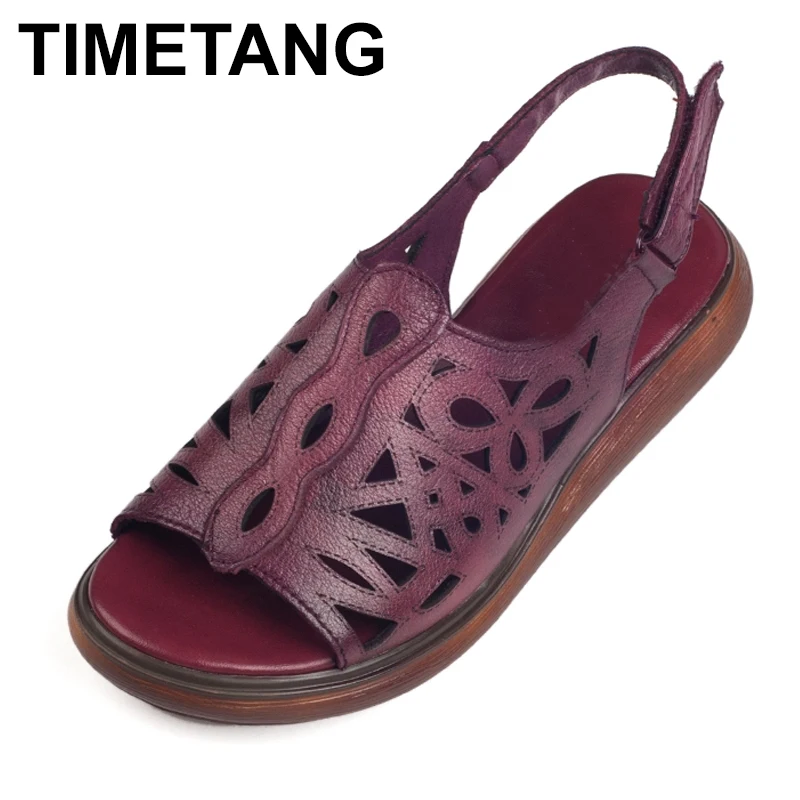 TIMETANG Women's Sandals Summer Genuine Leather Vintage Style Laides Shoes Flat Sandals Women 2018 Comfortable Mother Shoes
TIMETANG Women's Sandals Summer Genuine Leather Vintage Style Laides Shoes Flat Sandals Women 2018 Comfortable Mother Shoes