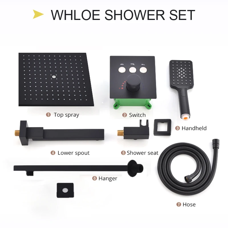 Push button Black Shower System 10 Inch Thermostatic Mixer set Rainfall Air Injection Showerhead Brass Bathroom Products
Push button Black Shower System 10 Inch Thermostatic Mixer set Rainfall Air Injection Showerhead Brass Bathroom Products