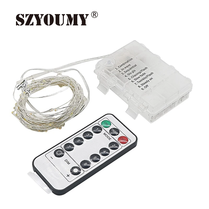 SZYOUMY Battery String Lights With Remote Control 33FT 100leds 8 Mode Waterproof Battery Powered LED Starry String Lights Indoor
SZYOUMY Battery String Lights With Remote Control 33FT 100leds 8 Mode Waterproof Battery Powered LED Starry String Lights Indoor
