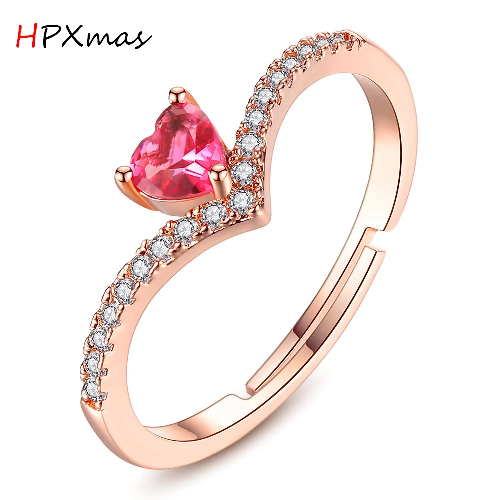 HPXmas Rose Golden Color garnet Rings with red Heart Crystals Adjustable Ring For Women Females Wedding statement jewelry A35
HPXmas Rose Golden Color garnet Rings with red Heart Crystals Adjustable Ring For Women Females Wedding statement jewelry A35