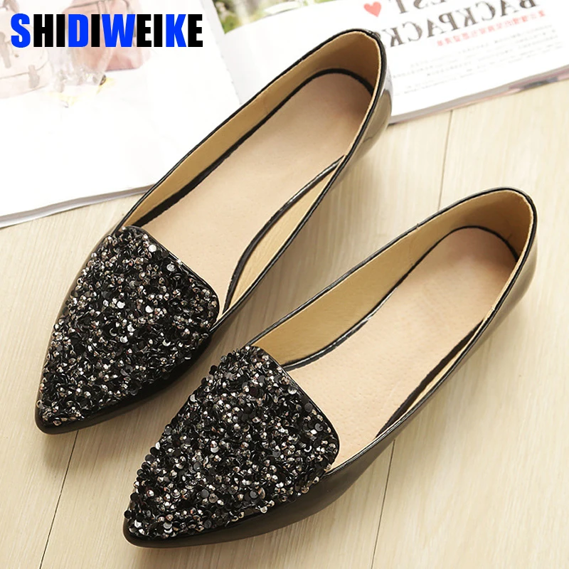 Female Shoes Tide Wild Sequins Shallow Mouth Pointed Toe Leather Flats Women Casual Shoes N622
Female Shoes Tide Wild Sequins Shallow Mouth Pointed Toe Leather Flats Women Casual Shoes N622