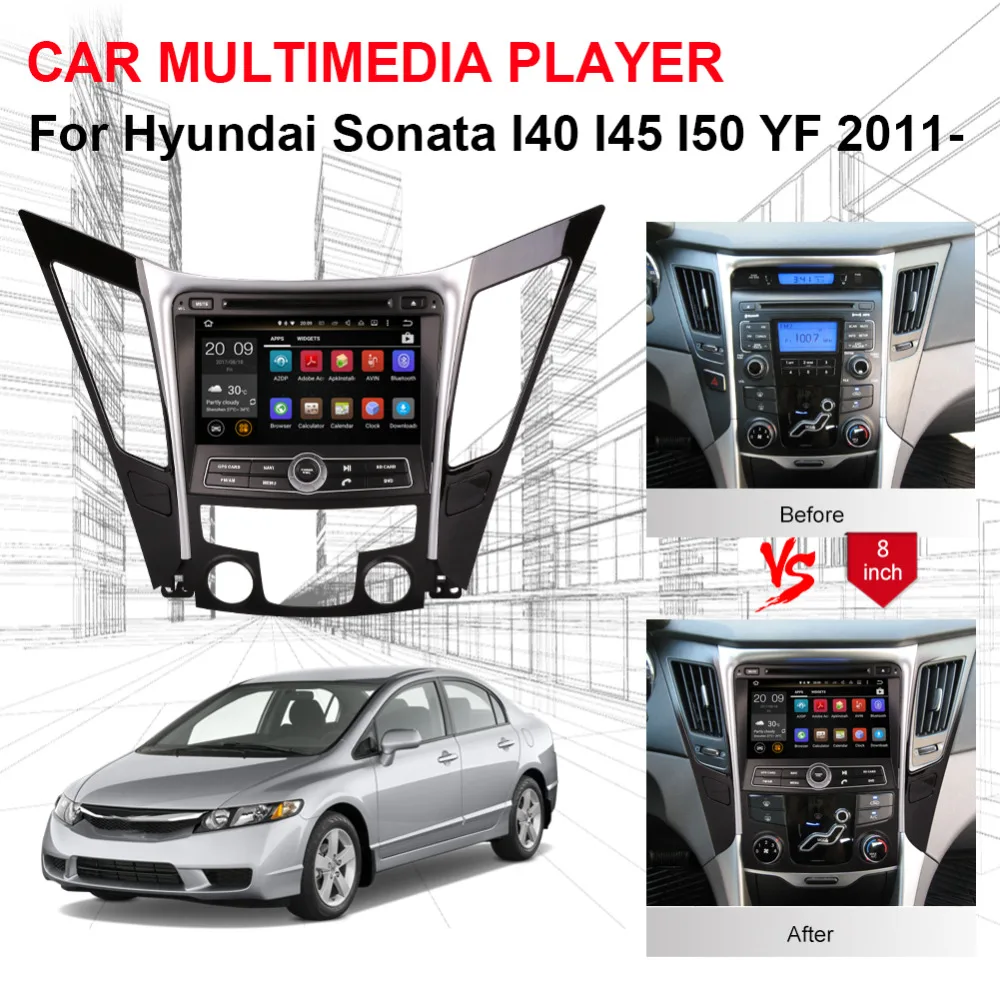 Android 8 0 Восьмиядерный 4 Гб ОЗУ автомобильный DVD плеер GPS навигация для Hyundai Sonata I40 I45