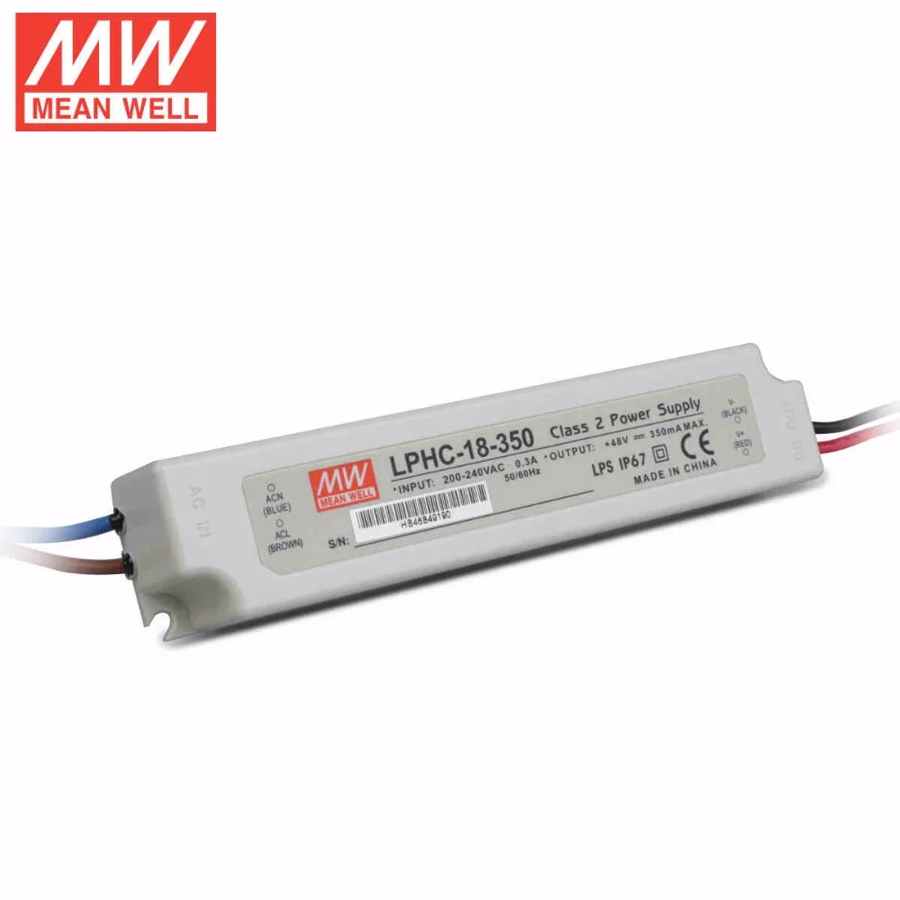 Mean Well LPHC-18-350 водонепроницаемый светодиодный драйвер 18 Вт 6 ~ 48 В 350 мА источник