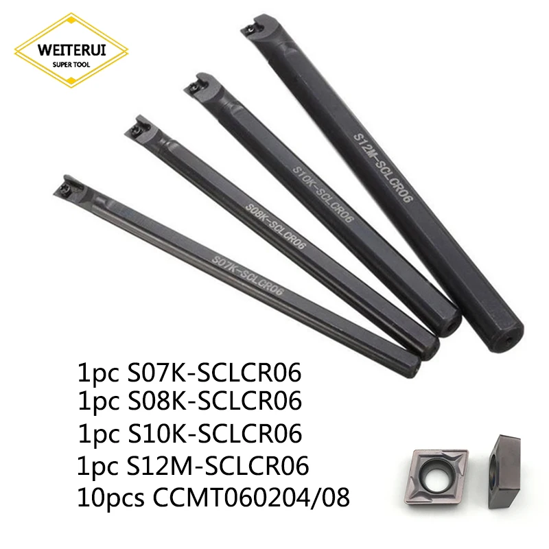 10pcs CCMT060204 VP15TF Carbide Inserts + S07K S08K S10K S12M SCLCR06 Internal Turning Tool Set Hard Alloy Lathe Cutter Holder
10pcs CCMT060204 VP15TF Carbide Inserts + S07K S08K S10K S12M SCLCR06 Internal Turning Tool Set Hard Alloy Lathe Cutter Holder