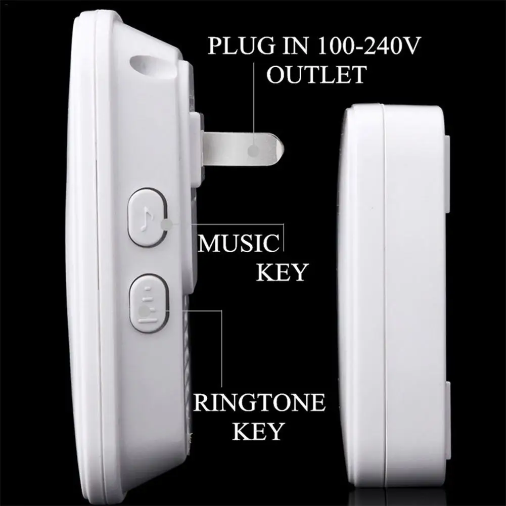 Waterproof 1V2 Transmitter Receiver 38 Ringtones LED Indicator Door Chime Wireless Doorbell 300M Range Smart Bell | Безопасность и