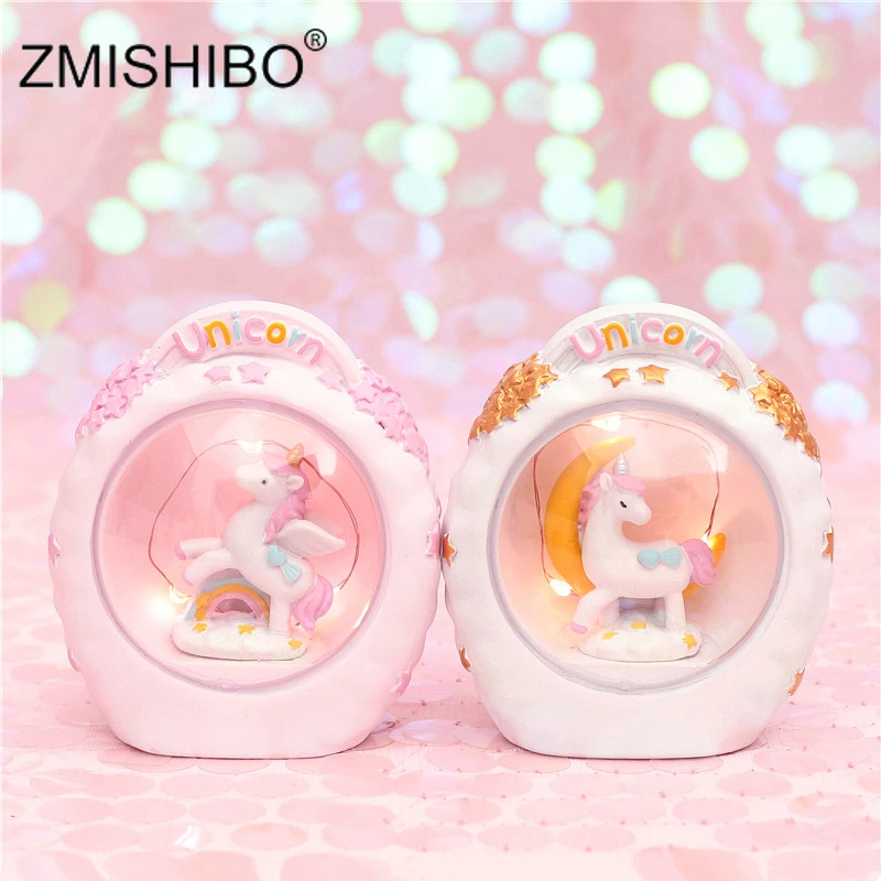 Zmisibo Светодиодная лампа из смолы в виде единорога для хомяка ночное освещение