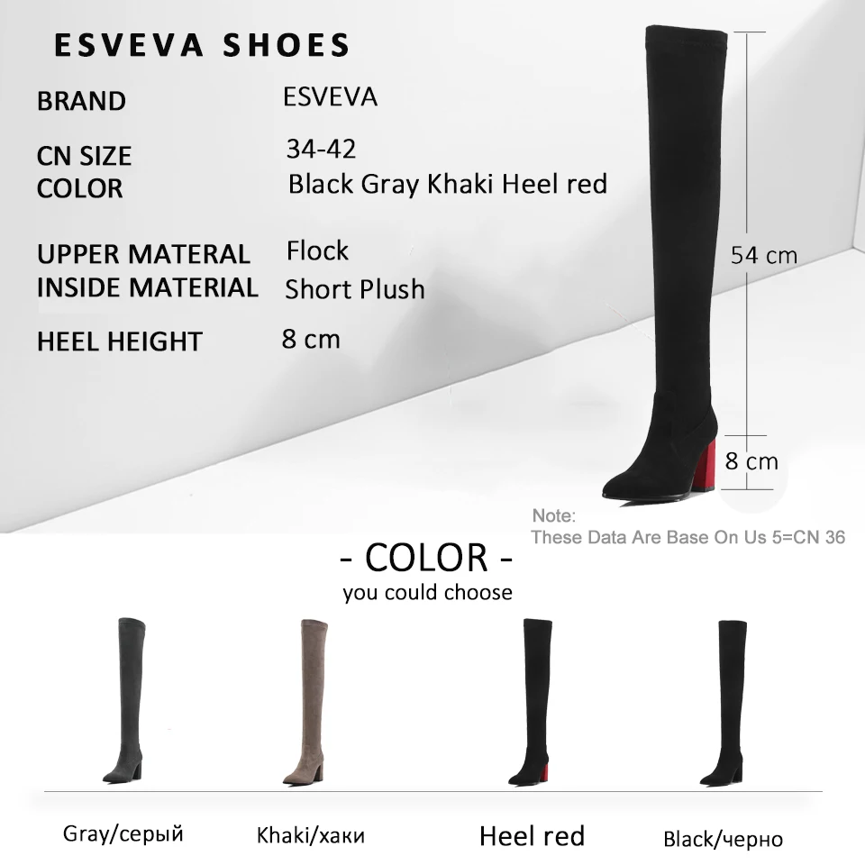 ESVEVA 2019 Women Shoes Stretch Fabric Slip on Slim Look Over The Knee Boots Elegant Boots Woman Pointed Toe High Heels 34-42
ESVEVA 2019 Women Shoes Stretch Fabric Slip on Slim Look Over The Knee Boots Elegant Boots Woman Pointed Toe High Heels 34-42