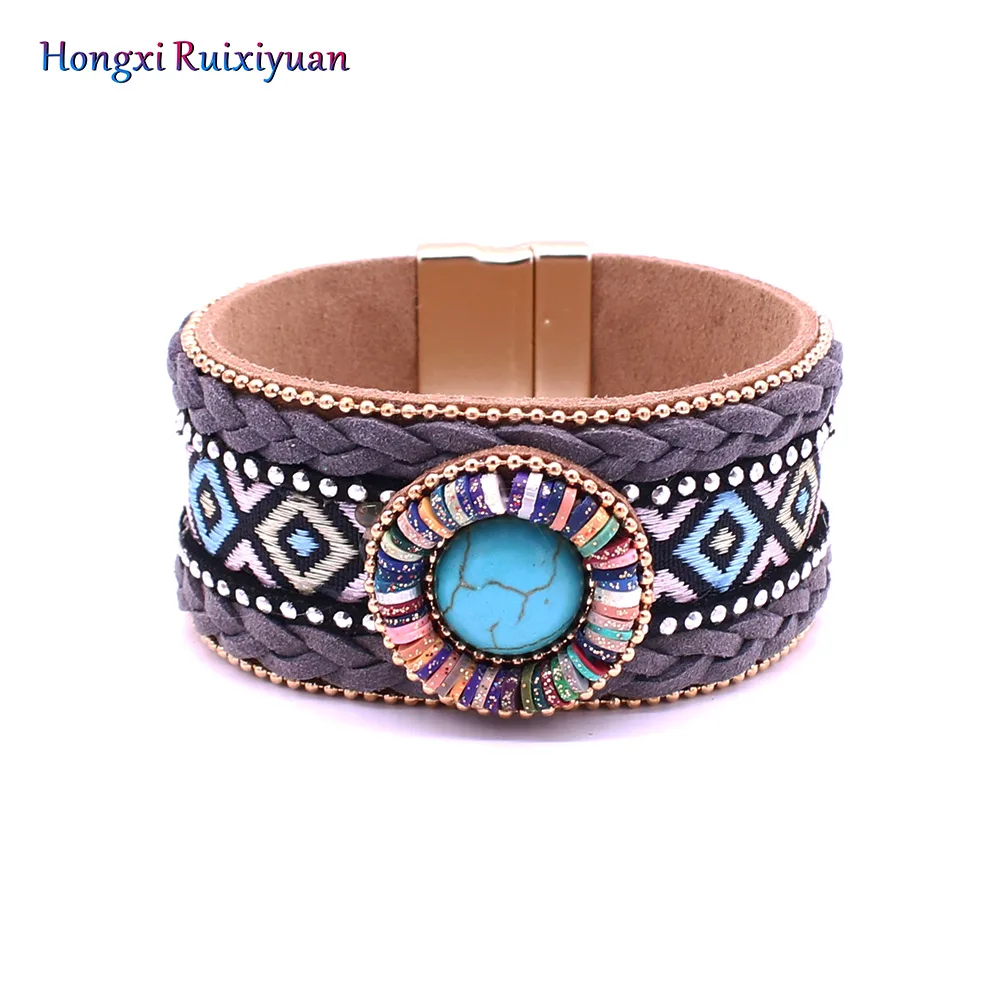 Bracelet jewelry bohemian leather rhinestone bracelets for women hand-woven khaki gray leather magnetic beaded bracelet
Bracelet jewelry bohemian leather rhinestone bracelets for women hand-woven khaki gray leather magnetic beaded bracelet