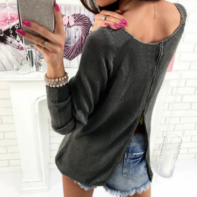Back Adjustable Zipper Casual Women Sweaters Autumn Winter Girl Solid Long Sleeve Knitted Pullovers Sweater Tops Plus Size
Back Adjustable Zipper Casual Women Sweaters Autumn Winter Girl Solid Long Sleeve Knitted Pullovers Sweater Tops Plus Size