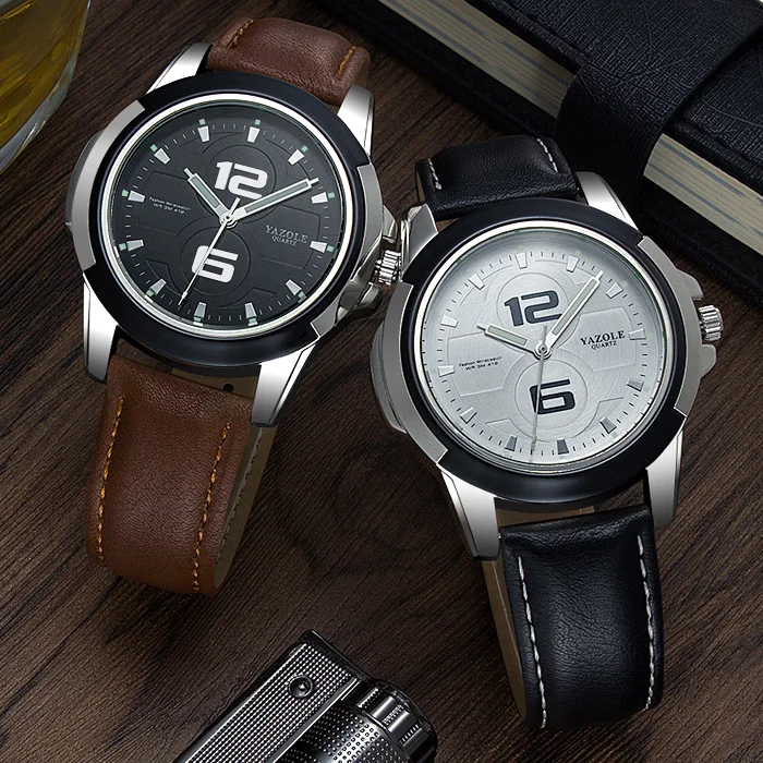 Новый Топ бренд класса люкс YAZOLE 2018 Модные кварцевые часы мужские деловые