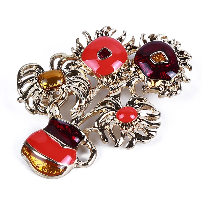Fashion Alloy Flower Brooches For Women Girl Wedding Bouquet Corsage Summer Dress Decoration Jewelry Clothing Scarf Accessory |