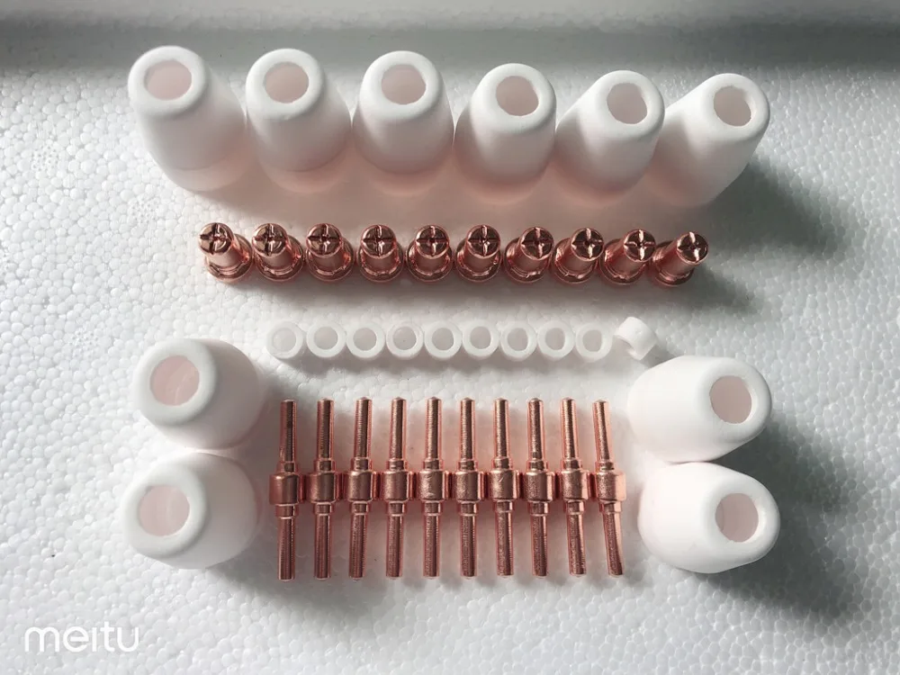 40 Pcs/Set Ceramic + red copper Air Plasma Cutting Cutter Consumables Extended TIP Nozzles Electrode for PT31 LG40 Torch CUT-50D
40 Pcs/Set Ceramic + red copper Air Plasma Cutting Cutter Consumables Extended TIP Nozzles Electrode for PT31 LG40 Torch CUT-50D