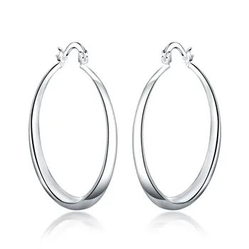 Christmas Gift Charms Silver 925 Plated Retro Charms Women Lady Hoop Round Earring Jewelry Best Gift Lowest Price LE024