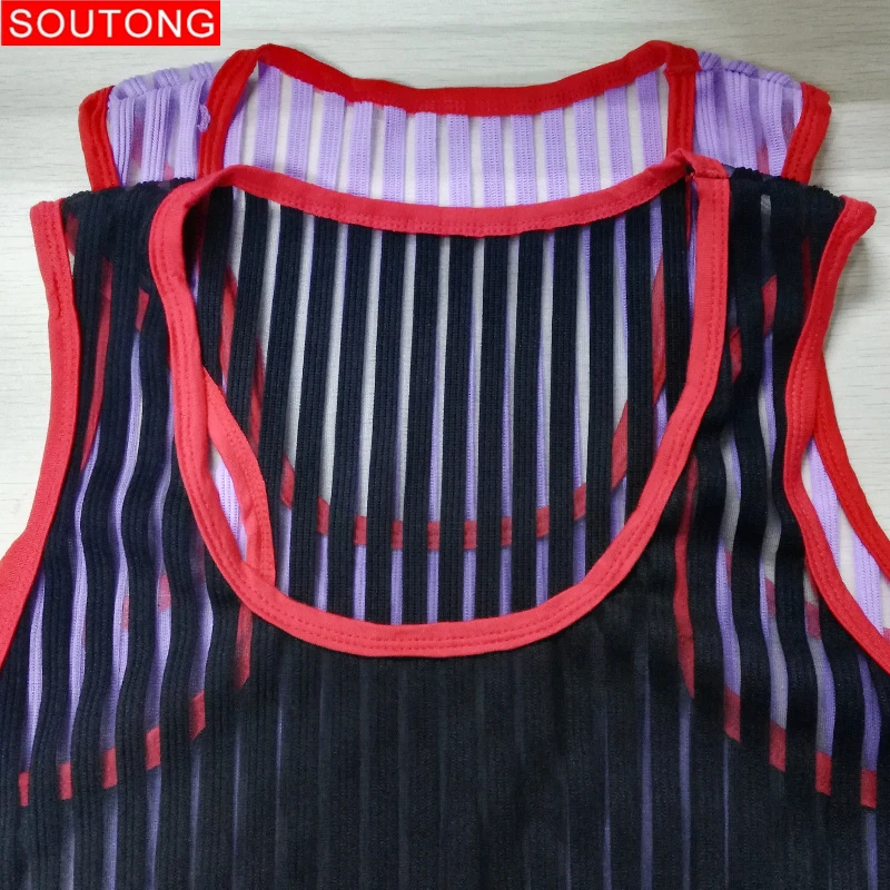 Soutong Mens undershirts sleeveless gay stripe Transparent solid tops tees vest mesh sexy male Bottoming Shirt Men Summer Wear
Soutong Mens undershirts sleeveless gay stripe Transparent solid tops tees vest mesh sexy male Bottoming Shirt Men Summer Wear
