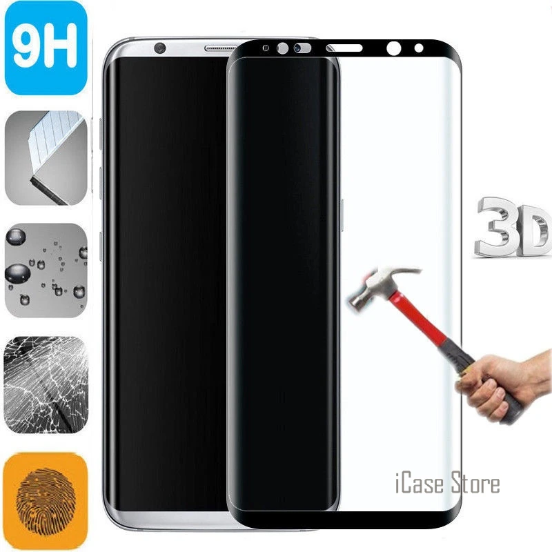 

3D 9H Curved Tempered Glass Screen Protector For Samsung Galaxy S6 S7 Edge Plus S8Plus S8 Protective Film Pelicula De Vidro Case
