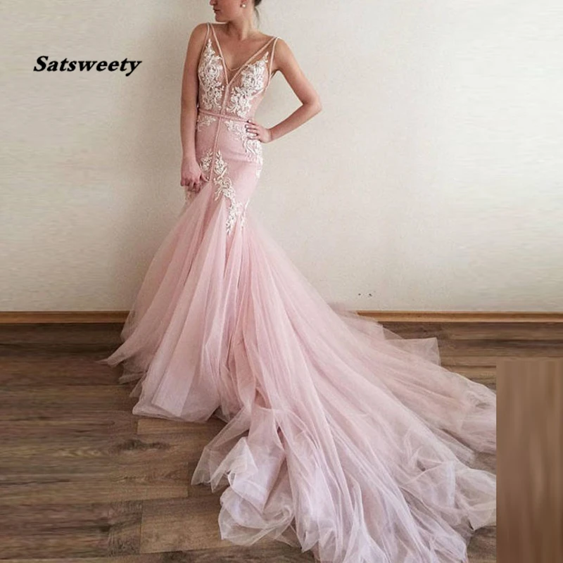 Engagement Formal Prom Dress Pink Mermaid vestido de festa longo Tulle Lace Long Elegant Evening Gowns Beaded robe de soiree
Engagement Formal Prom Dress Pink Mermaid vestido de festa longo Tulle Lace Long Elegant Evening Gowns Beaded robe de soiree
