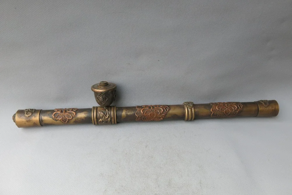 Rare Old Chinese Qing-Dynasty copper pipe , with beautiful carving, Free shipping
Rare Old Chinese Qing-Dynasty copper pipe , with beautiful carving, Free shipping
