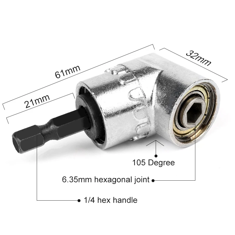 105 Degree Right Angle Extension Screw Driver Adjustable 1/4" Hex Shank Magnetic Bit Extension Screw Driver Socket Woodworking
105 Degree Right Angle Extension Screw Driver Adjustable 1/4" Hex Shank Magnetic Bit Extension Screw Driver Socket Woodworking