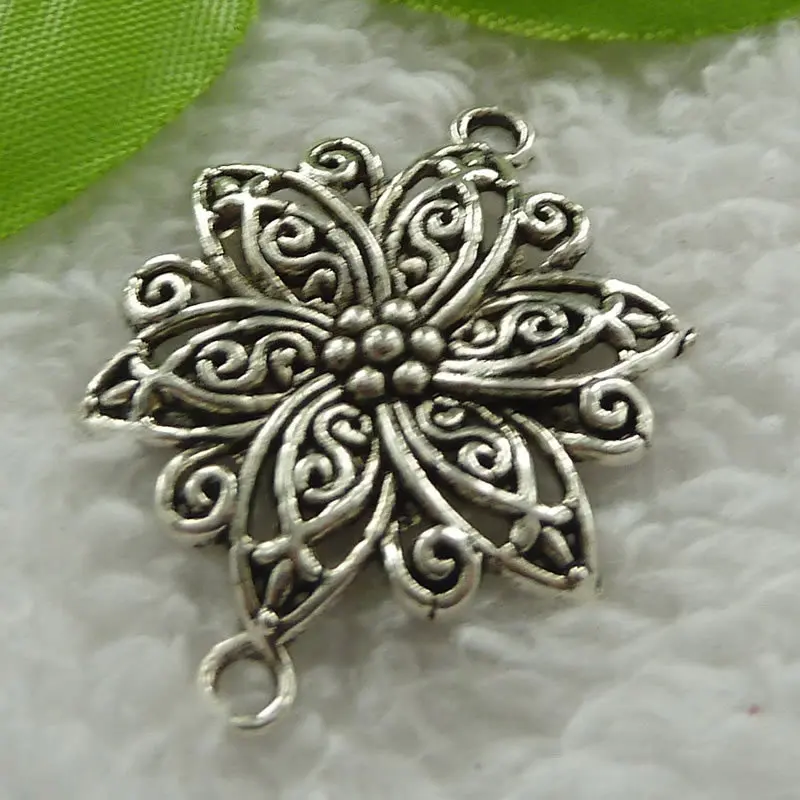 Фоторазъемы 40x28 мм #1216 80 шт.|flower connector|silver flowersilver connectors |