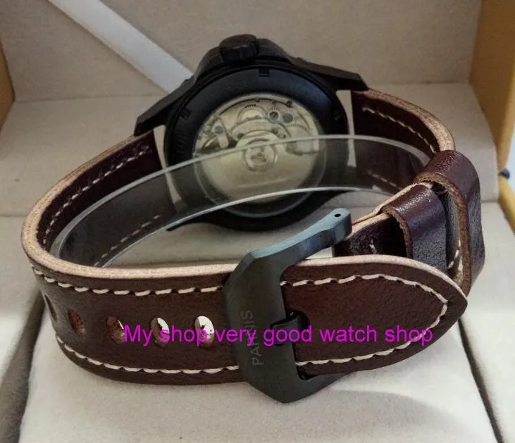 Sapphire 2017 new fashion PARNIS 45mm black dial ST2542 automatic Self-Wind movement men's watch Mechanical watches PVD case 272
Sapphire 2017 new fashion PARNIS 45mm black dial ST2542 automatic Self-Wind movement men's watch Mechanical watches PVD case 272