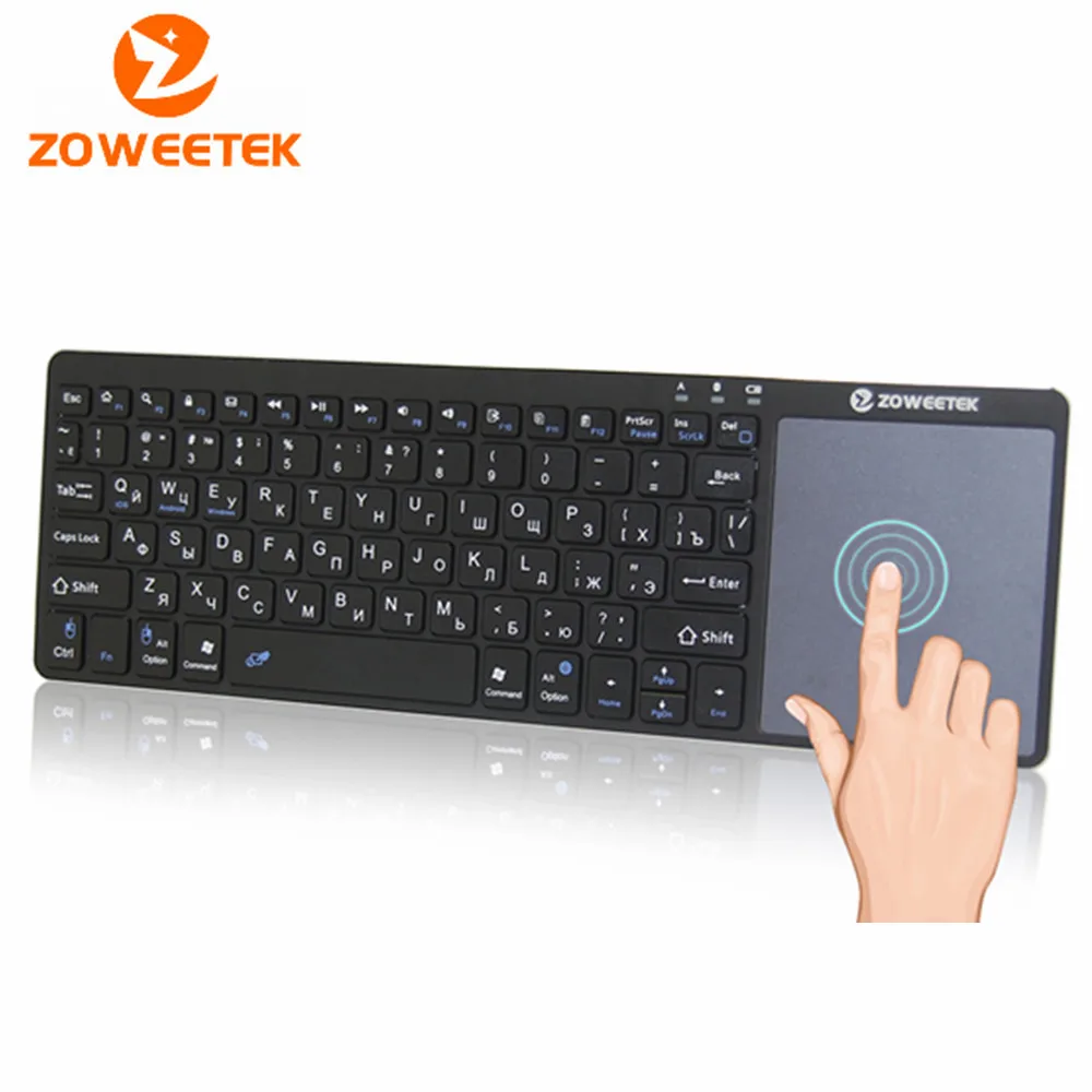 Zoweetek K12BT 1 мини беспроводная Bluetooth иврит испанская клавиатура с тачпадом для ПК Ipad