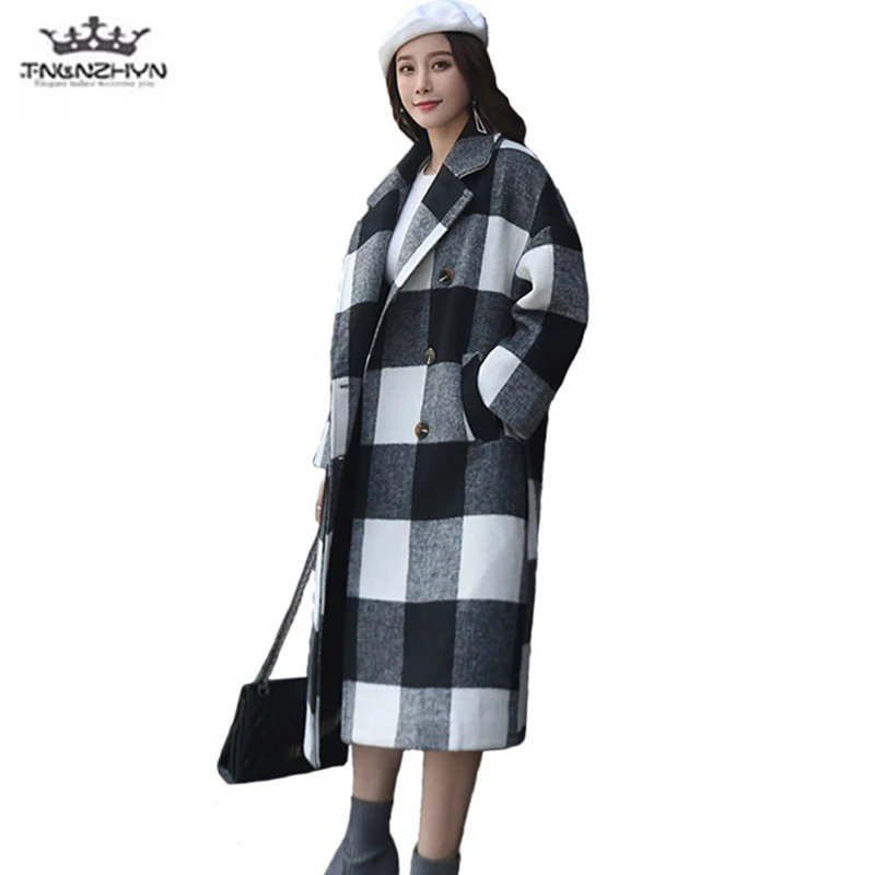 New Plaid Long Woolen Coat Female Autumn Harajuku BF Loose Thicken Winter Woolen Coat High quality Large size Women Jacket Coats
New Plaid Long Woolen Coat Female Autumn Harajuku BF Loose Thicken Winter Woolen Coat High quality Large size Women Jacket Coats