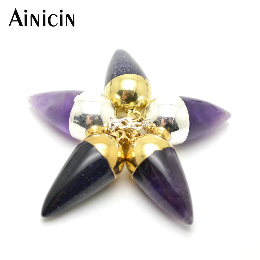 5pcs Purple Color Natural Semi-precious Stone Water Drop Shape Necklace Pendant Gold and Silver Color Jewelry
5pcs Purple Color Natural Semi-precious Stone Water Drop Shape Necklace Pendant Gold and Silver Color Jewelry