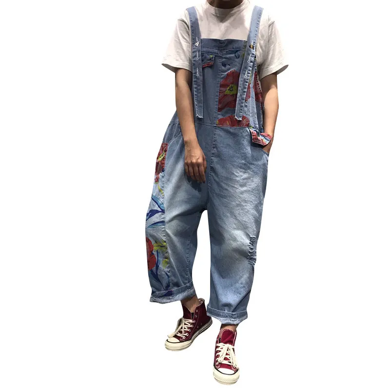 Summer Women Jumpsuits Make Old Printed Jeans Holes Large Size Ladies Bib Trousers Loose Casual Ankle-length Pants XL-01
Summer Women Jumpsuits Make Old Printed Jeans Holes Large Size Ladies Bib Trousers Loose Casual Ankle-length Pants XL-01