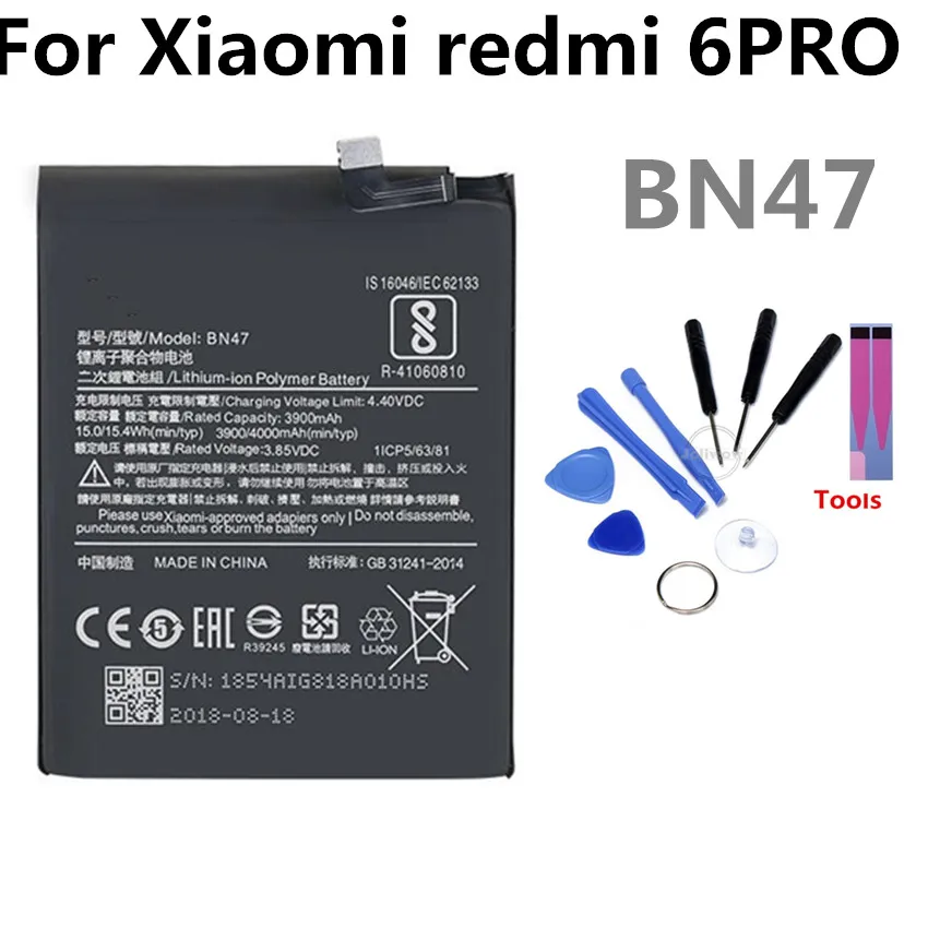 BN47 Mobile Phone Battery For Xiaomi Redmi 6 PRO redmi6 PRO Real Capacity 4000mAh Replacement Li-ion Battery
BN47 Mobile Phone Battery For Xiaomi Redmi 6 PRO redmi6 PRO Real Capacity 4000mAh Replacement Li-ion Battery
