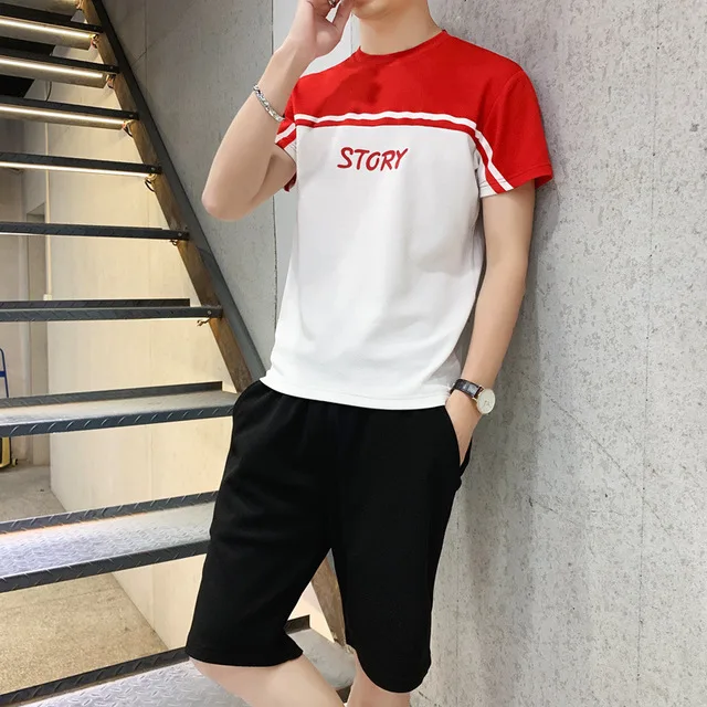 Rlyaeiz 2019 Summer Casual Sporting Suits Men Tracksuit Color Patchwork Letter T shirts + Shorts Two Pieces Set Male Sweat Suit
Rlyaeiz 2019 Summer Casual Sporting Suits Men Tracksuit Color Patchwork Letter T shirts + Shorts Two Pieces Set Male Sweat Suit