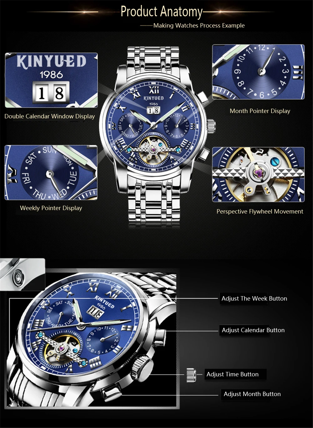 KINYUED Mens Watches Top Brand Luxury Automatic Mechanical Watch Men Full Steel Business Waterproof Watches Relogio Masculino
KINYUED Mens Watches Top Brand Luxury Automatic Mechanical Watch Men Full Steel Business Waterproof Watches Relogio Masculino