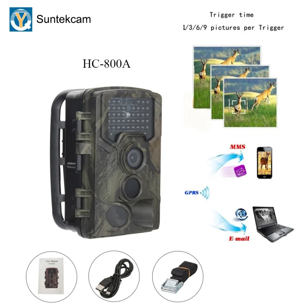 Suntekcam 16MP HC800A Камера Ловушка Охота IP65 Водонепроницаемый Ночное видение камеры для
