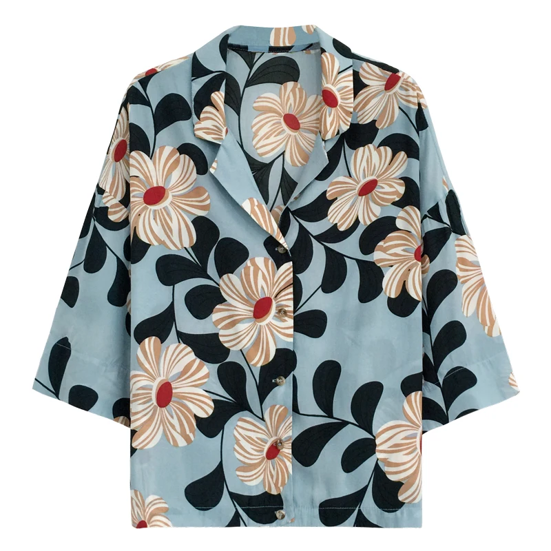 PERHAPS U Hawaii Blue Yellow Floral Flower Print Summer Turn Down Collar Button Women Three Quarter Sleeve Shirt Summer B0100
PERHAPS U Hawaii Blue Yellow Floral Flower Print Summer Turn Down Collar Button Women Three Quarter Sleeve Shirt Summer B0100