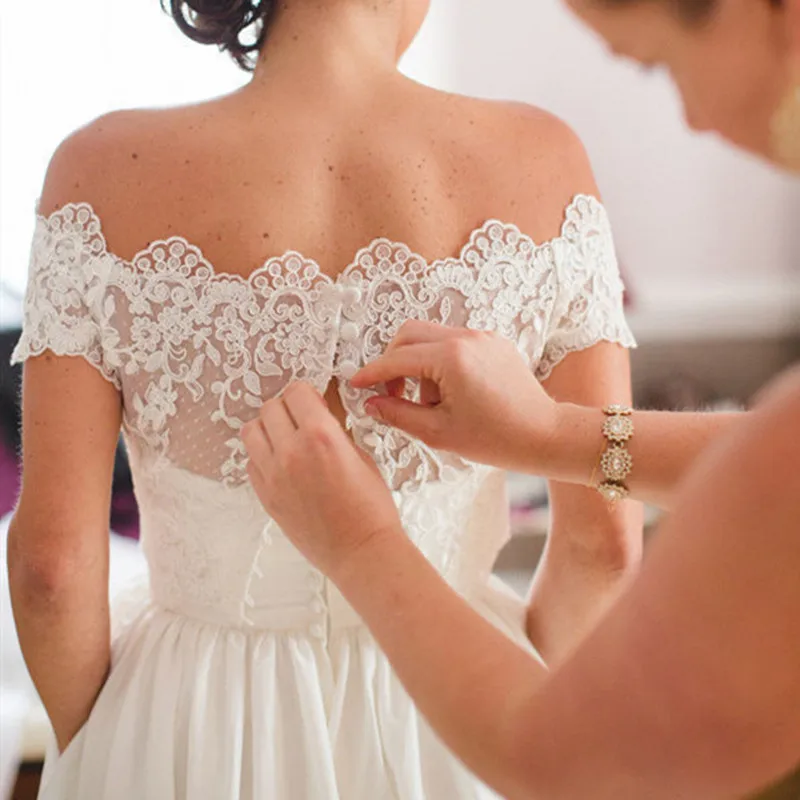 Custom New Off Shoulder Wedding Jacket Top Short Sleeve Full Lace Appliques Bridal Boleros White Ivory Wrap Jackets
Custom New Off Shoulder Wedding Jacket Top Short Sleeve Full Lace Appliques Bridal Boleros White Ivory Wrap Jackets