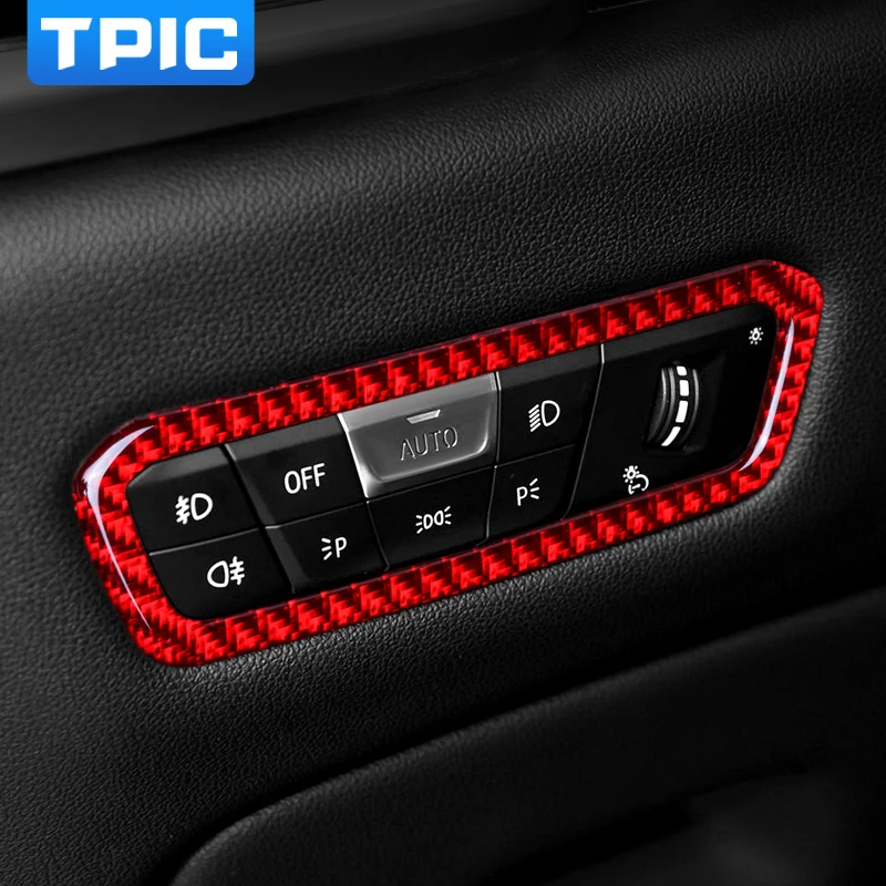 Наклейка TPIC для кнопки переключателя фары из углеродного волокна BMW G30 X5 Series 2019-2021